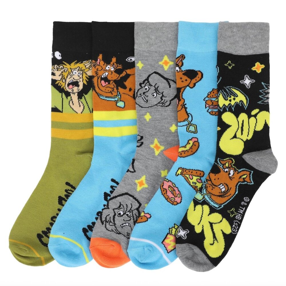 NWT Scooby Doo and Gang Men's 5 Pair Crew Socks